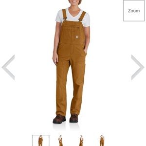 Carhartt Women's Rugged Flex Loose Fit Canvas Bib Overall Medium Short (8/10)